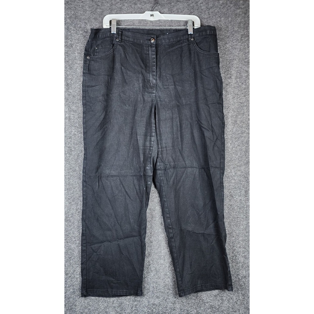 Ruby Rd Pants Womens 16W Style 21205 Black Straight Leg High Rise Stretch EUC